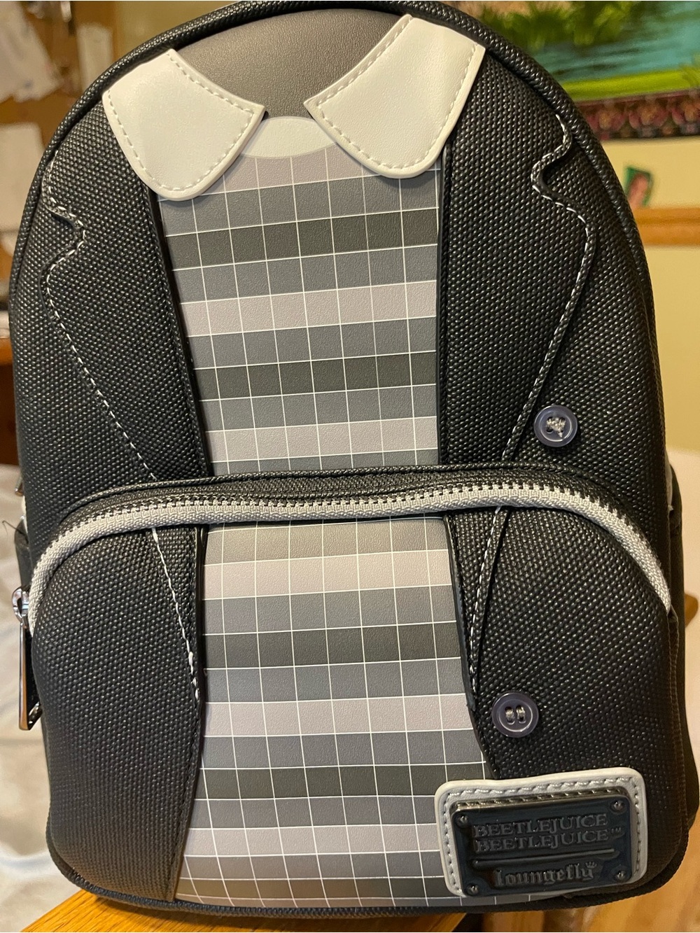 Loungefly Beetlejuice Black & Gray Mini Backpack